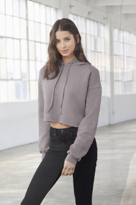 Women's Cropped Fleece Hoodie San Tan Charter School Logo Black